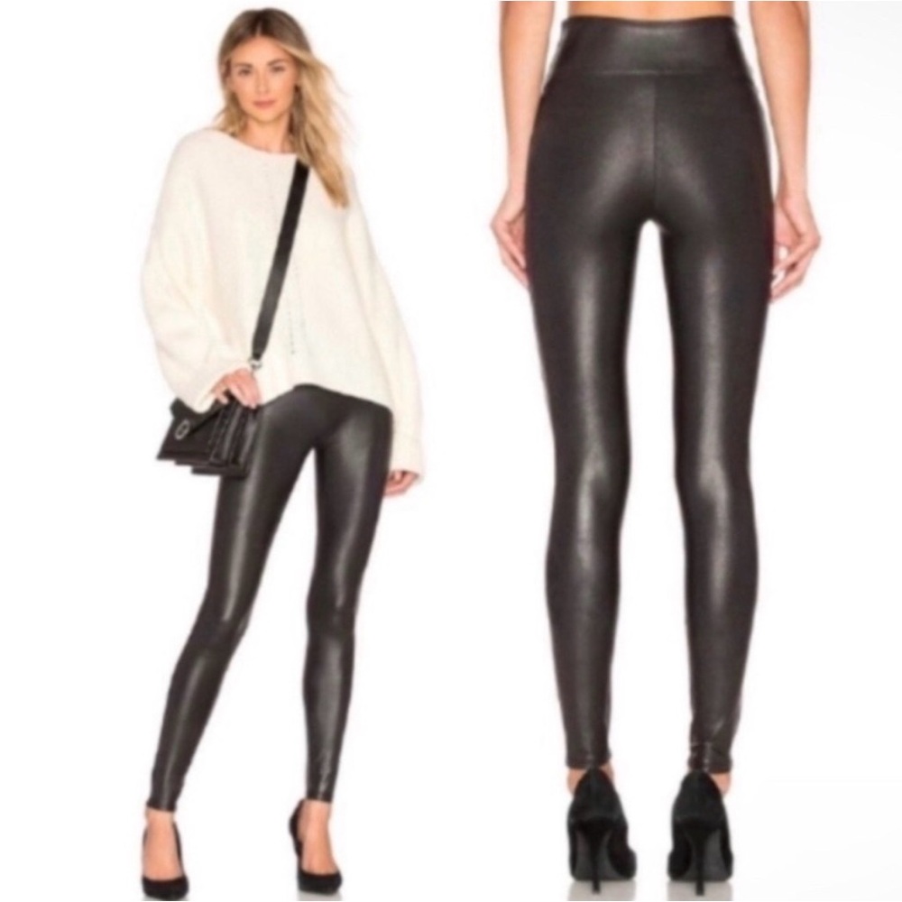 Spanx shiny black leggings